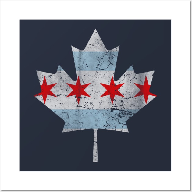 Chicago Flag Canadian Maple Leaf Canada Wall Art by E